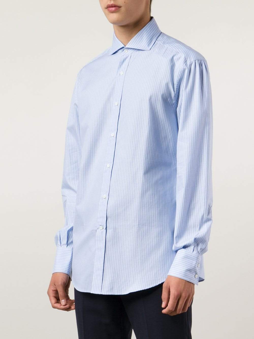 BRUNELLO CUCINELLI-Striped Spread Collar Shirt-