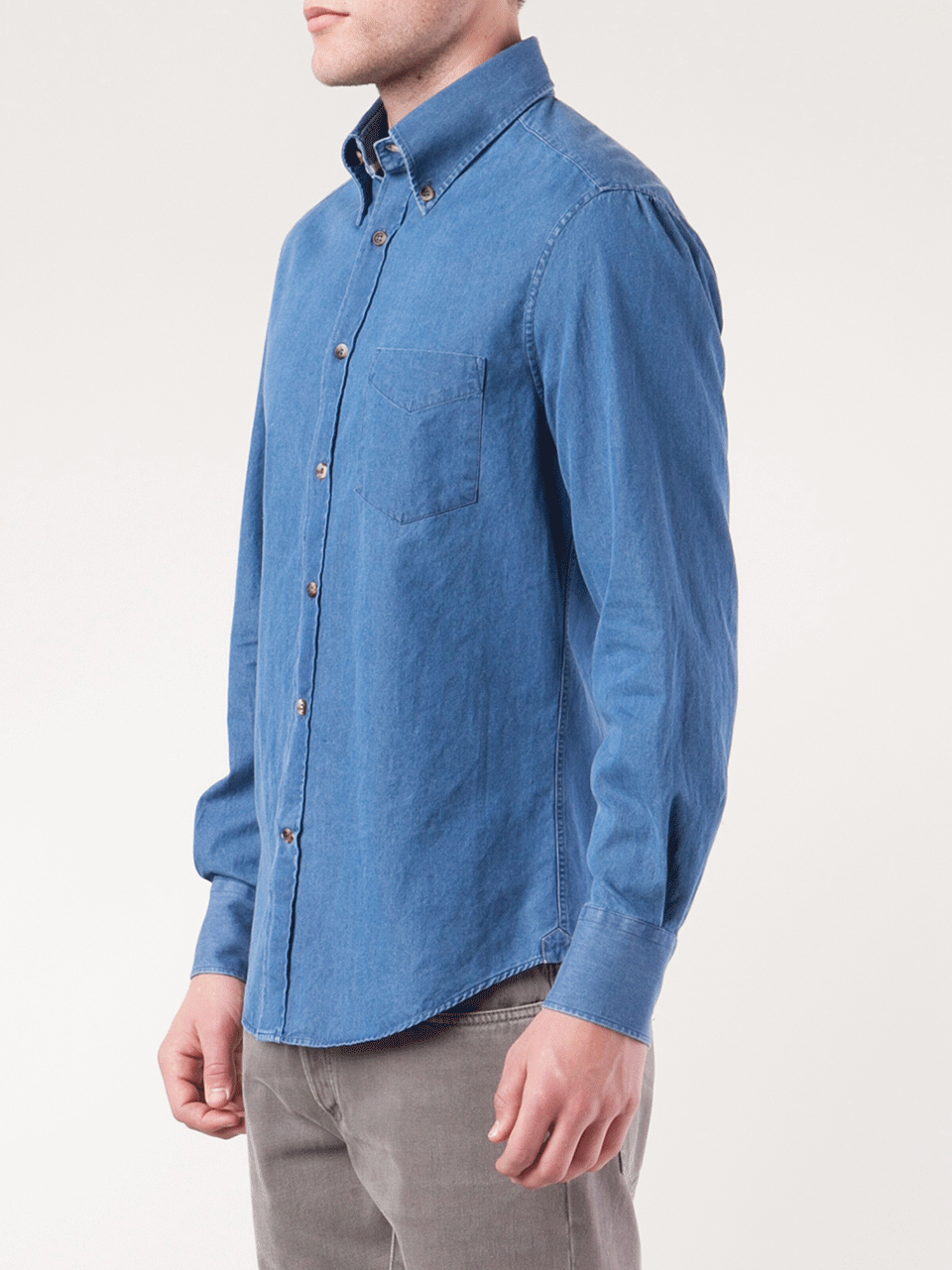 BRUNELLO CUCINELLI-Chambray Button Down Shirt-