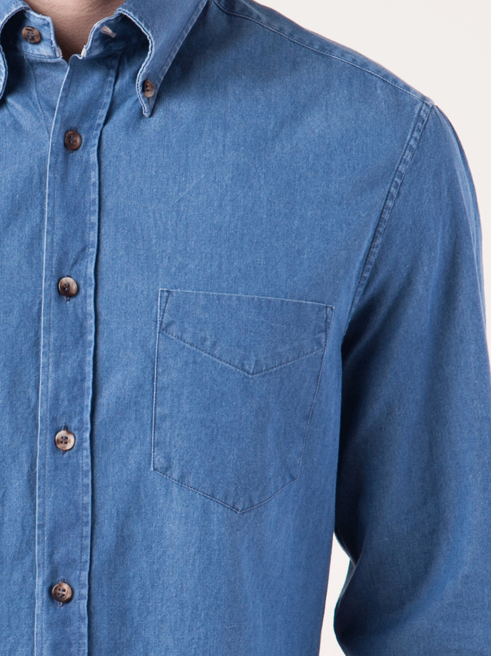 BRUNELLO CUCINELLI-Chambray Button Down Shirt-