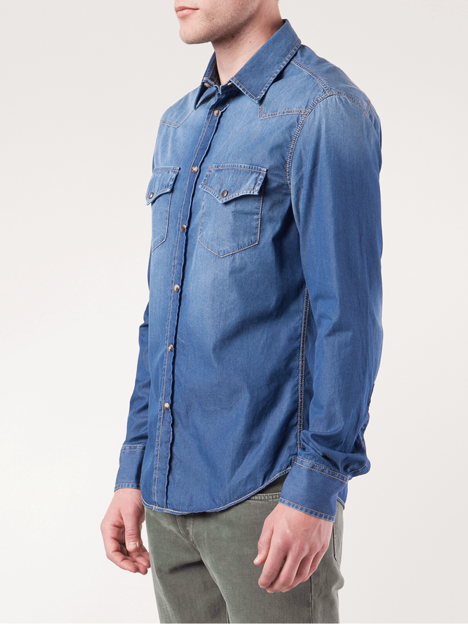 BRUNELLO CUCINELLI-Snap Front Jean Shirt-