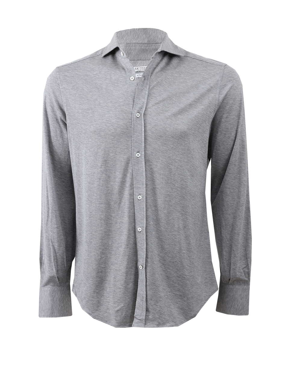 BRUNELLO CUCINELLI-Jersey Spread Collar Shirt-