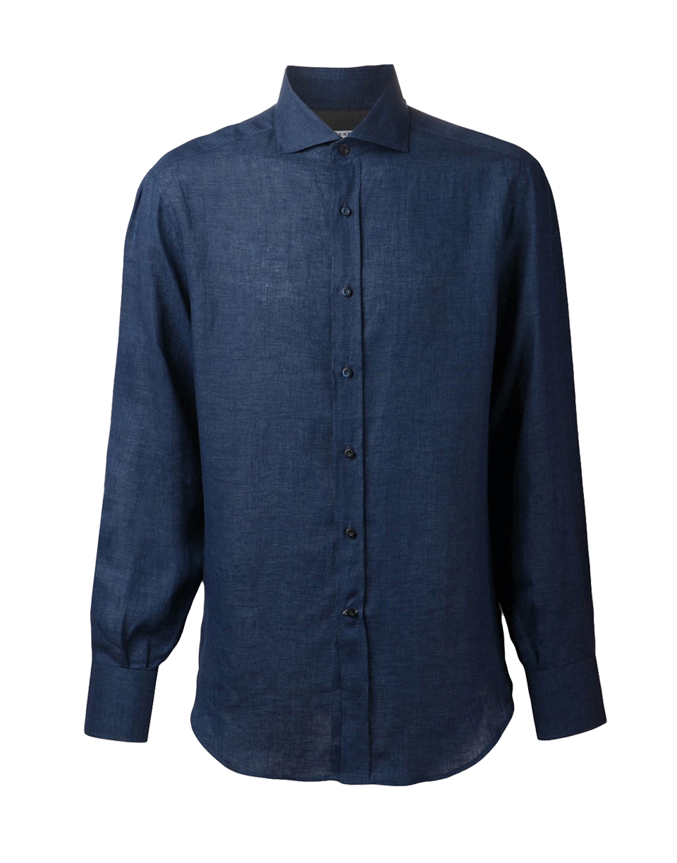 BRUNELLO CUCINELLI-Spread Collar Linen Shirt-