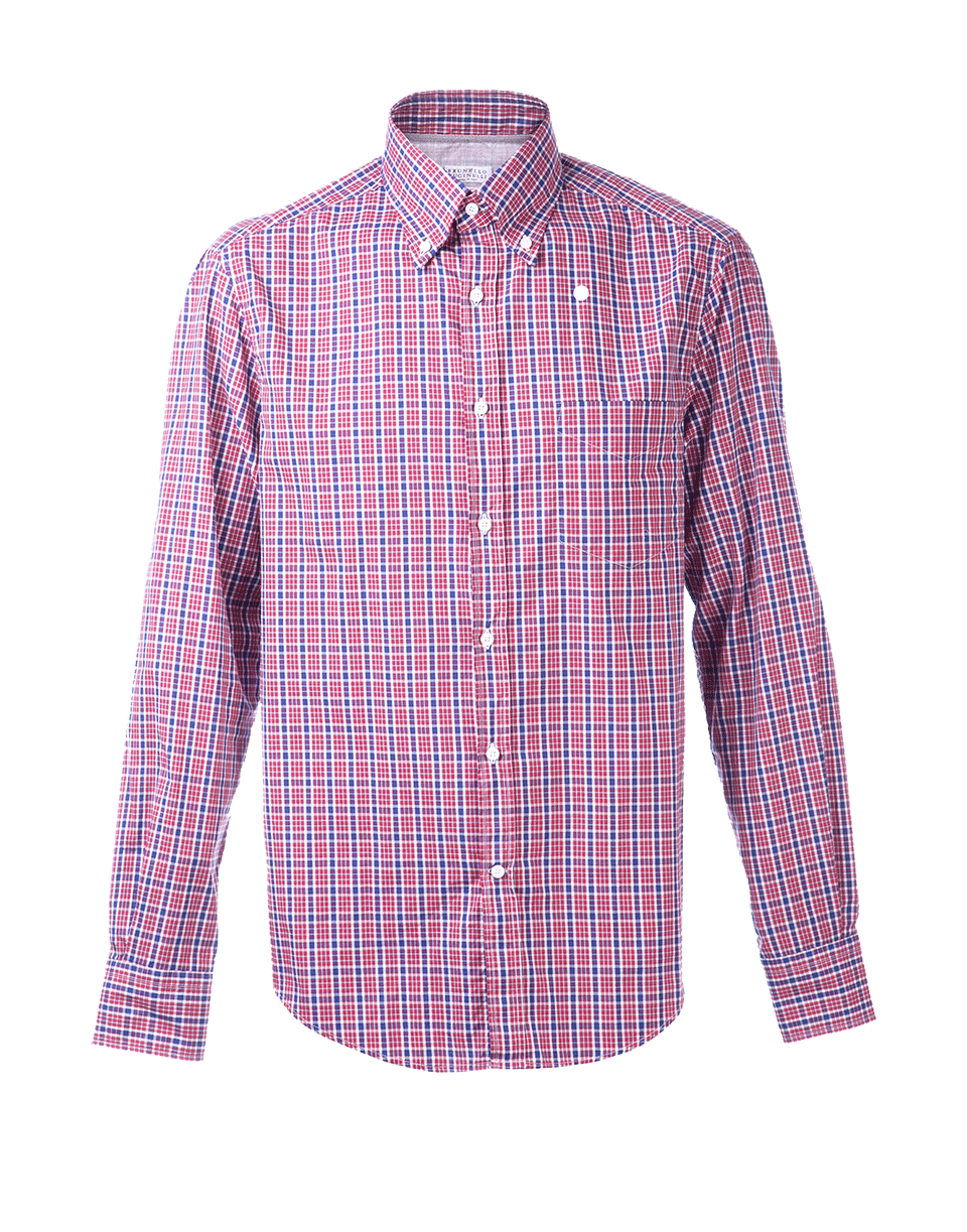 BRUNELLO CUCINELLI-Plaid Button Down Shirt-