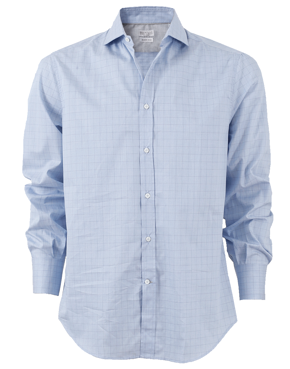 BRUNELLO CUCINELLI-Button Down Checked Shirt-