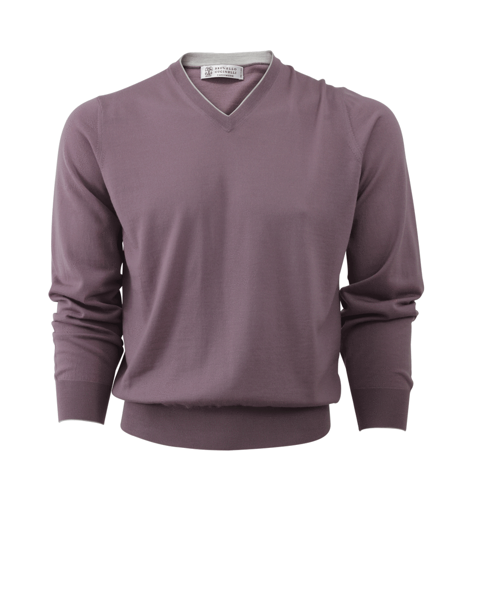 BRUNELLO CUCINELLI-V-Neck Fine Gauge Sweater-