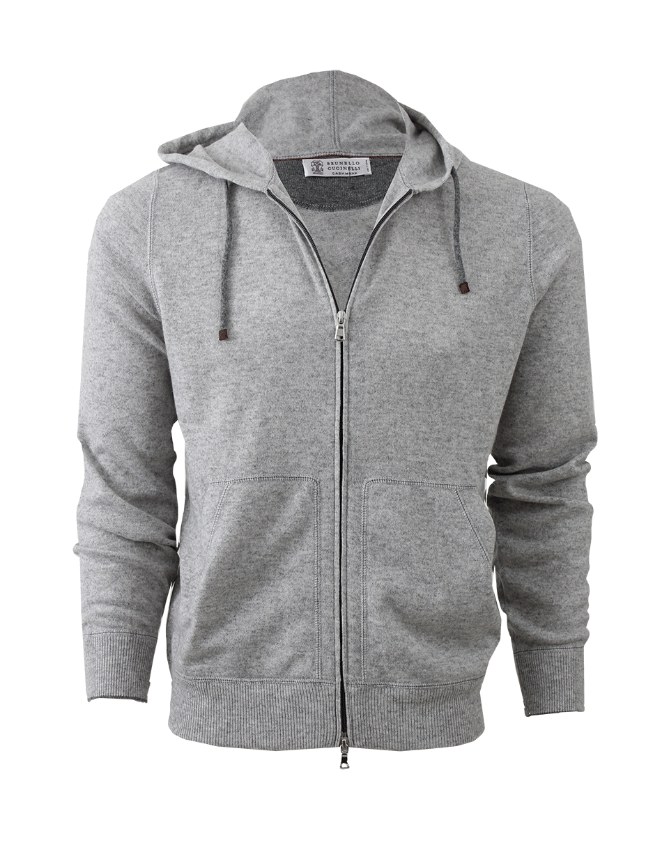 BRUNELLO CUCINELLI-Front Zip Hooded Sweater-