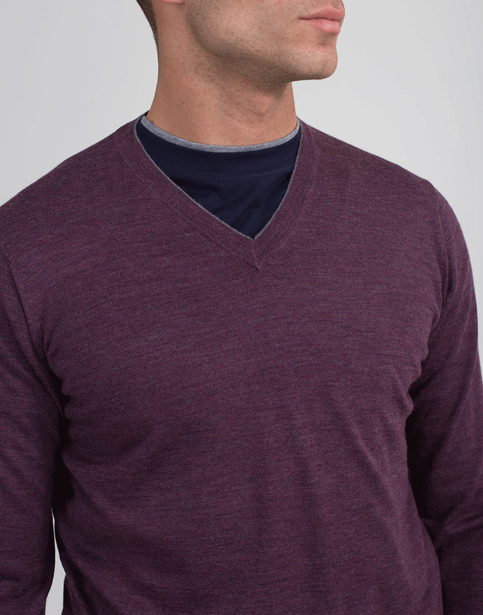 BRUNELLO CUCINELLI-V-Neck Fine Gauge Sweater-