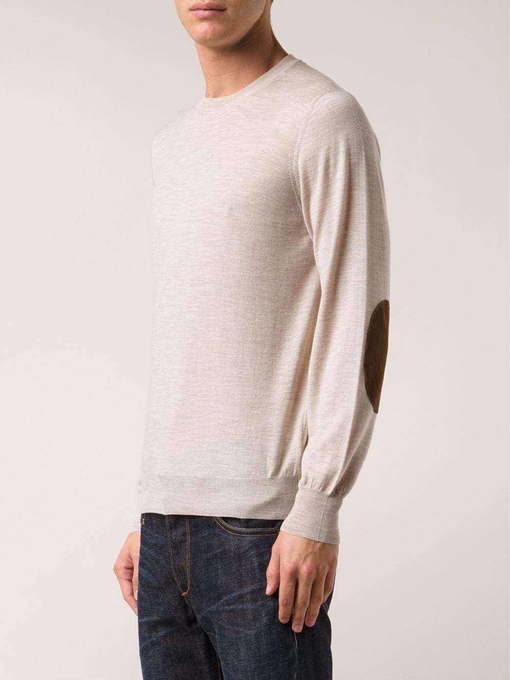 BRUNELLO CUCINELLI-Elbow Patch Crewneck Sweater-