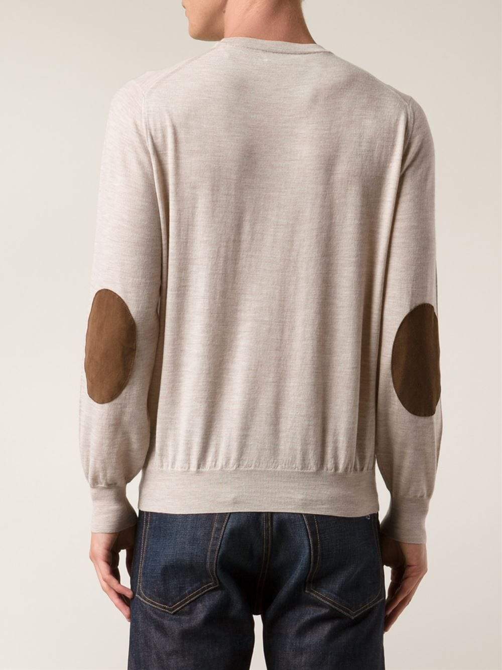 BRUNELLO CUCINELLI-Elbow Patch Crewneck Sweater-