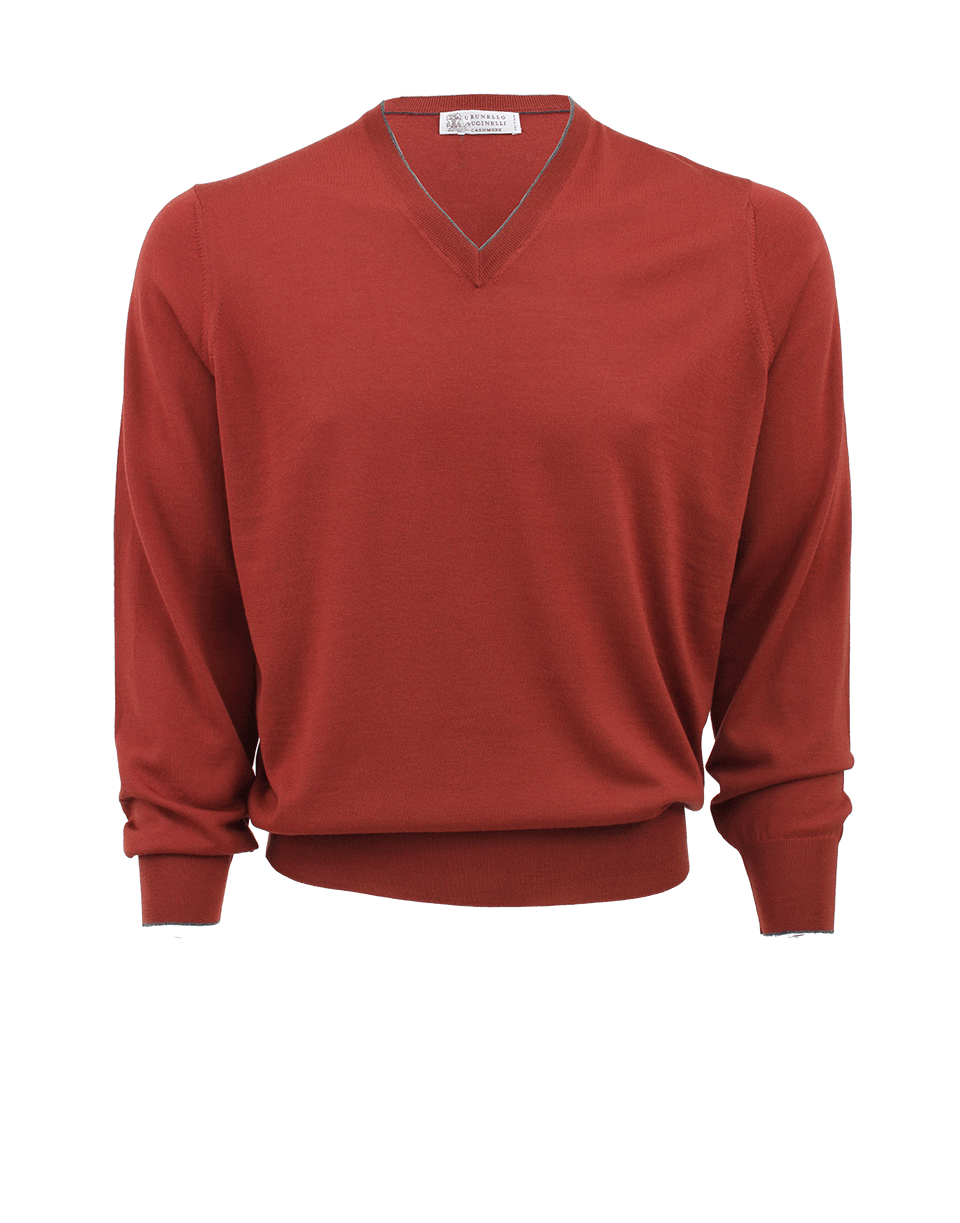 BRUNELLO CUCINELLI-V-Neck Fine Gauge Sweater-