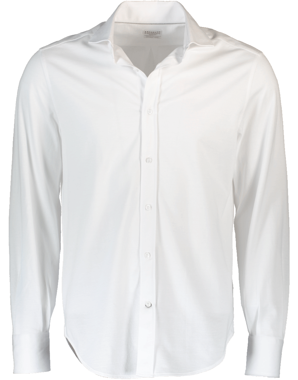 BRUNELLO CUCINELLI-Spread Collar Pique Shirt-