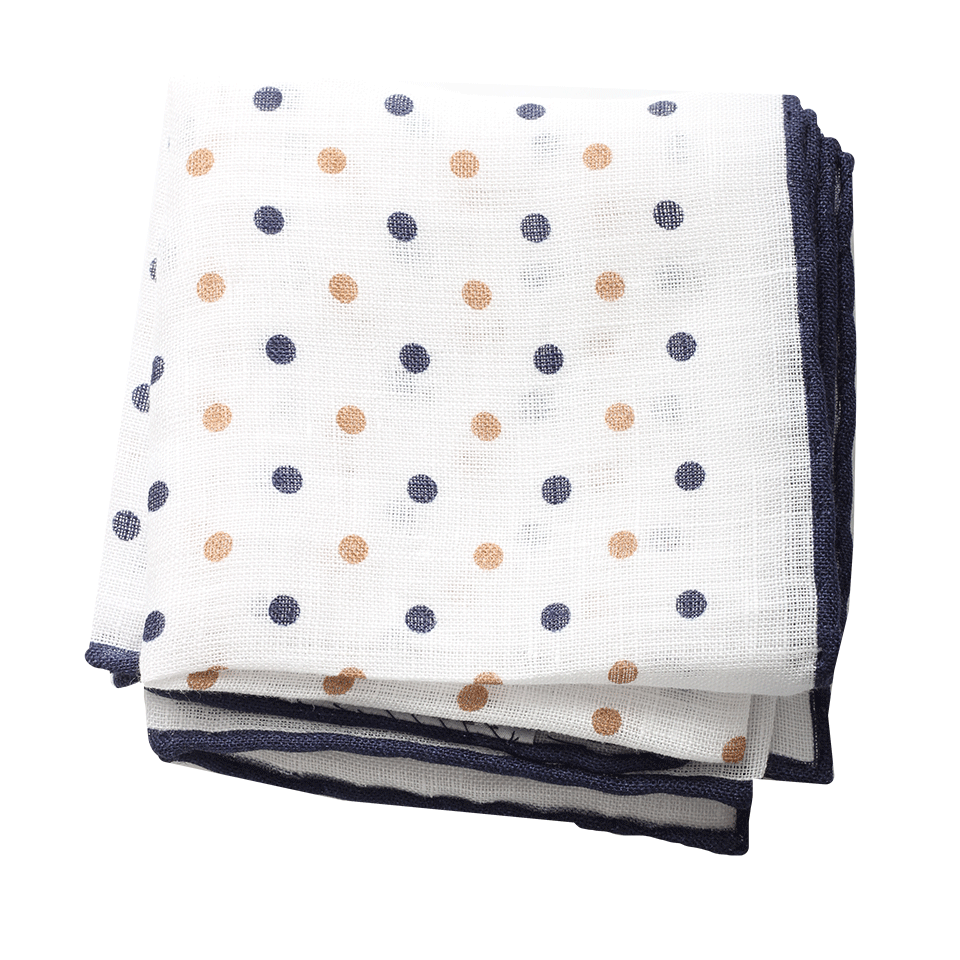 BRUNELLO CUCINELLI-Polka Dot Pocket Square-BLUE