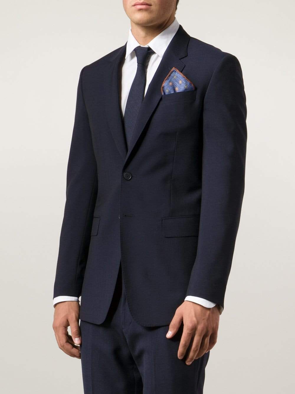 BRUNELLO CUCINELLI-Floral Pocket Square-DENIM