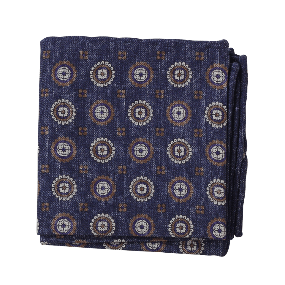BRUNELLO CUCINELLI-Medallion Pocket Square-DENIM