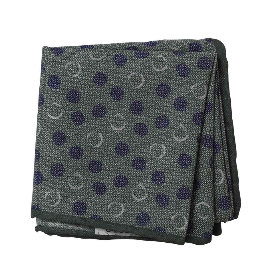BRUNELLO CUCINELLI-Abstract Dot Pocket Square-GREEN