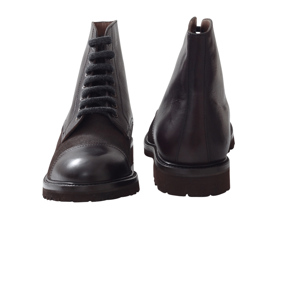 BRUNELLO CUCINELLI-Leather Cap Toe Boot-