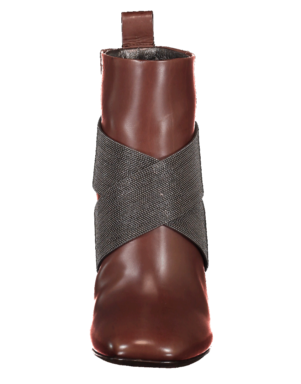 BRUNELLO CUCINELLI-Monili Criss Cross Bootie-BRWN/BLK