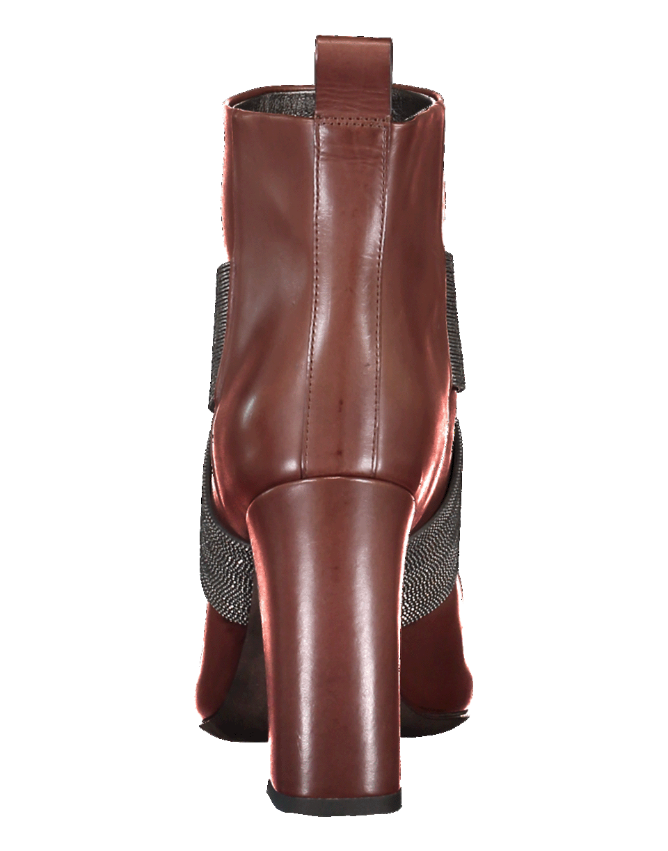 BRUNELLO CUCINELLI-Monili Criss Cross Bootie-BRWN/BLK