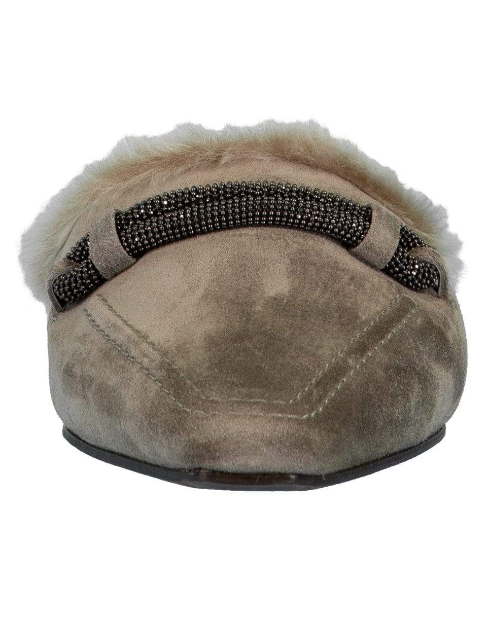 BRUNELLO CUCINELLI-Suede and Shearling Slipper-