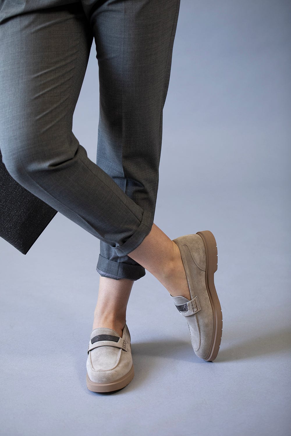 BRUNELLO CUCINELLI-Suede Loafer With Monili Band-