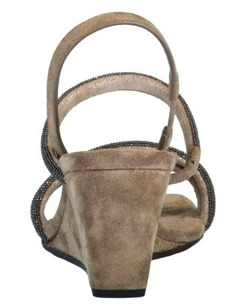 BRUNELLO CUCINELLI-Monili and Suede Wedge Sandal-