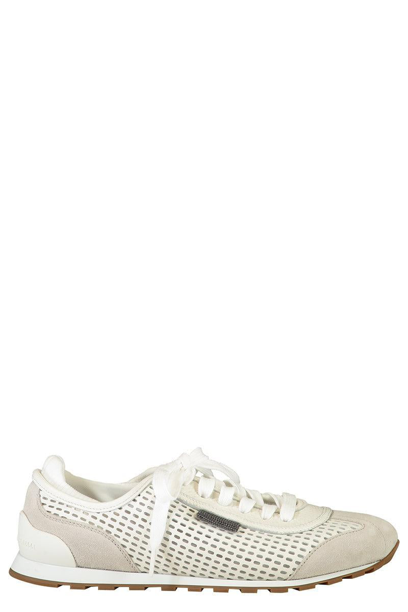 Shiny Tab Net Runners-WHITE-36.5-SHOESNEAKER-BRUNELLO CUCINELLI
