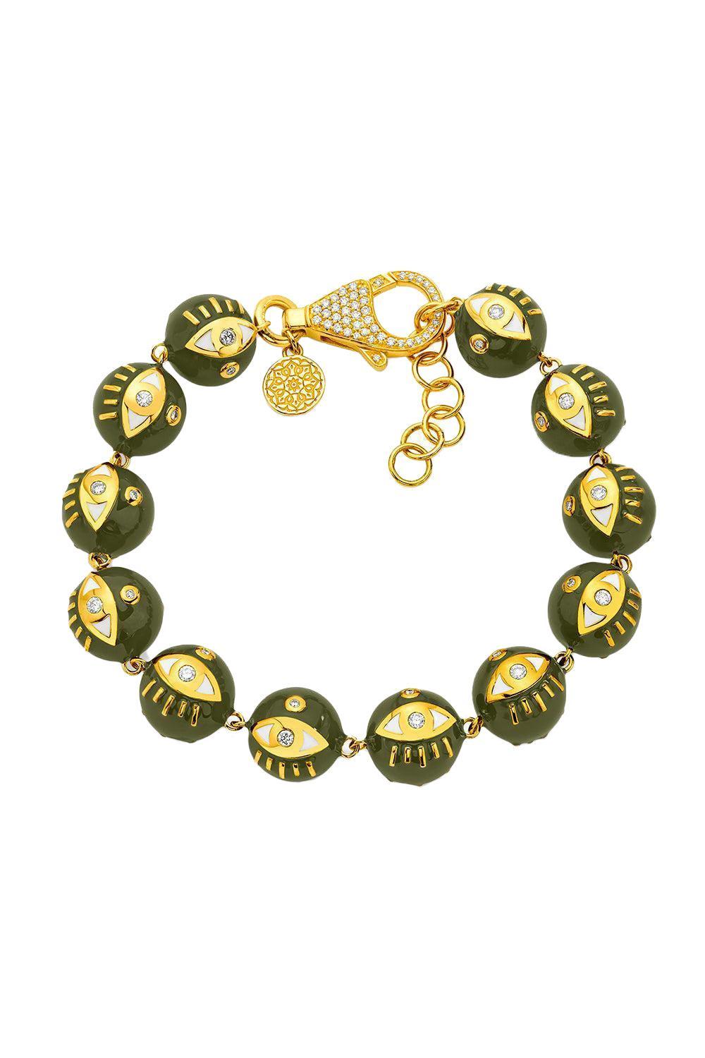 Army Evil Eye Bracelet-YELLOW GOLD-8.5-JEWELRYFINE JEWELBRACELET O-BUDDHA MAMA