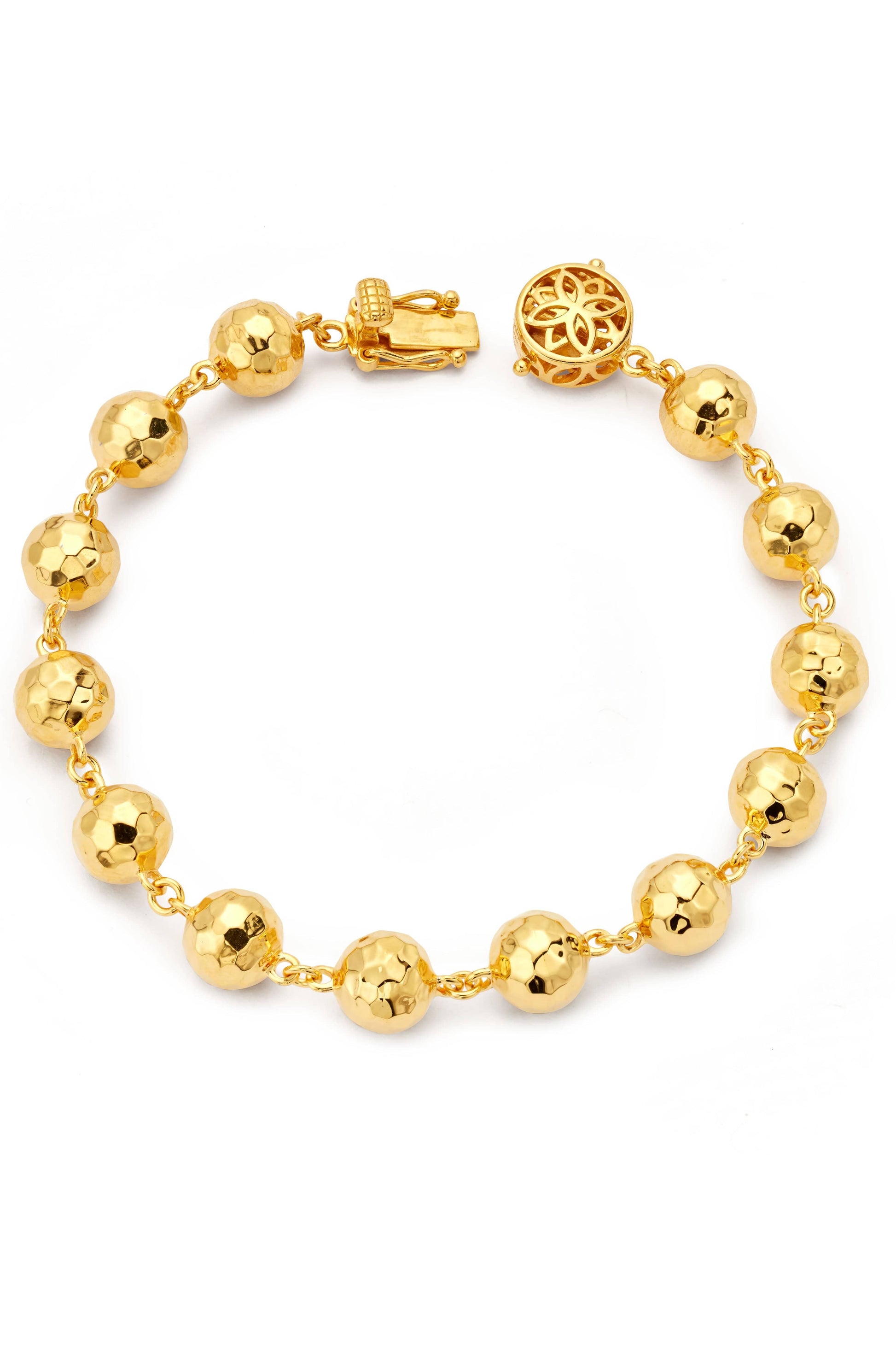 Hammered Ball Bead Bracelet-YELLOW GOLD-7.5-JEWELRYFINE JEWELBRACELET O-BUDDHA MAMA