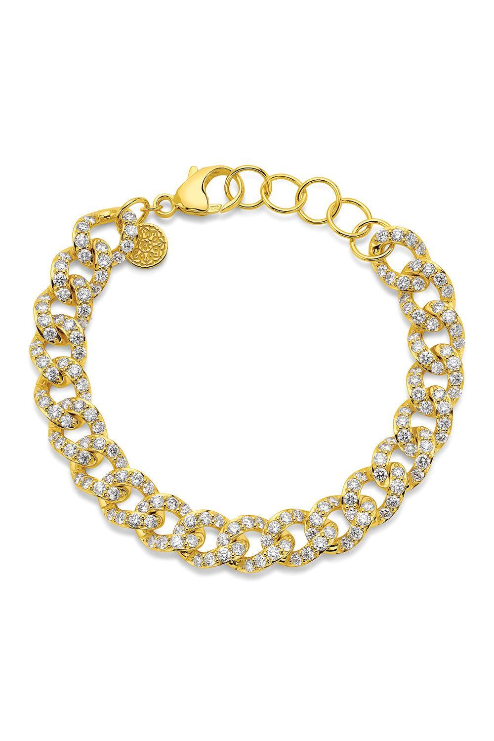 Diamond Cuban Link Bracelet - 10mm-YELLOW GOLD-8-JEWELRYFINE JEWELBRACELET O-BUDDHA MAMA