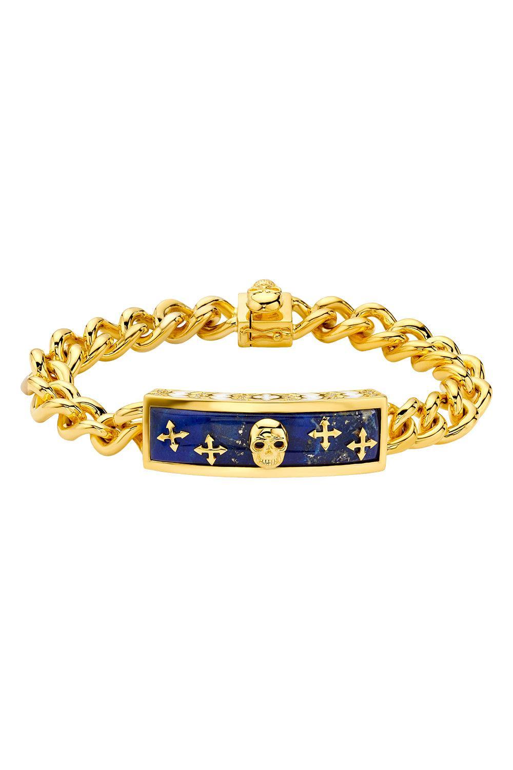 Lapis Biker Bracelet-YELLOW GOLD-8-JEWELRYFINE JEWELBRACELET O-BUDDHA MAMA