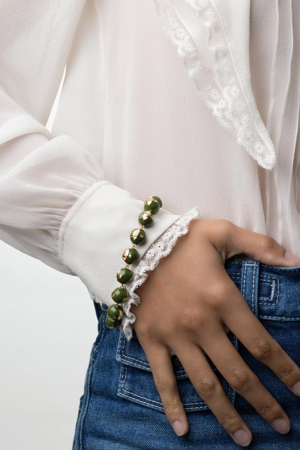 Army Evil Eye Bracelet-YELLOW GOLD-8.5-JEWELRYFINE JEWELBRACELET O-BUDDHA MAMA