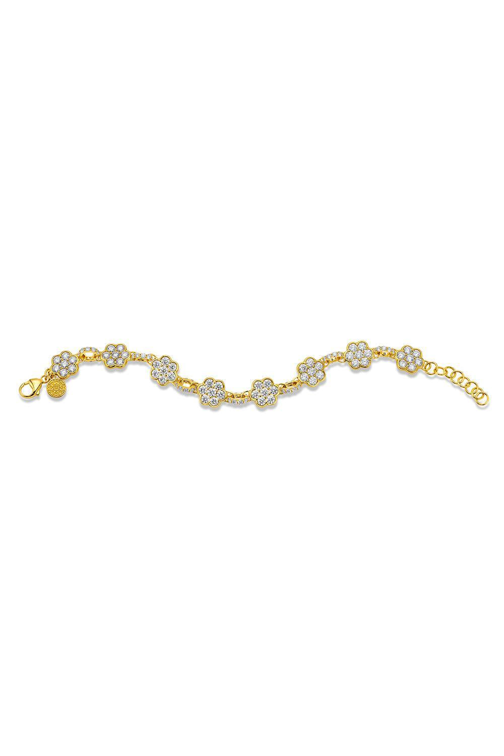 Diamond Flower Bracelet-YELLOW GOLD-8.5-JEWELRYFINE JEWELBRACELET O-BUDDHA MAMA