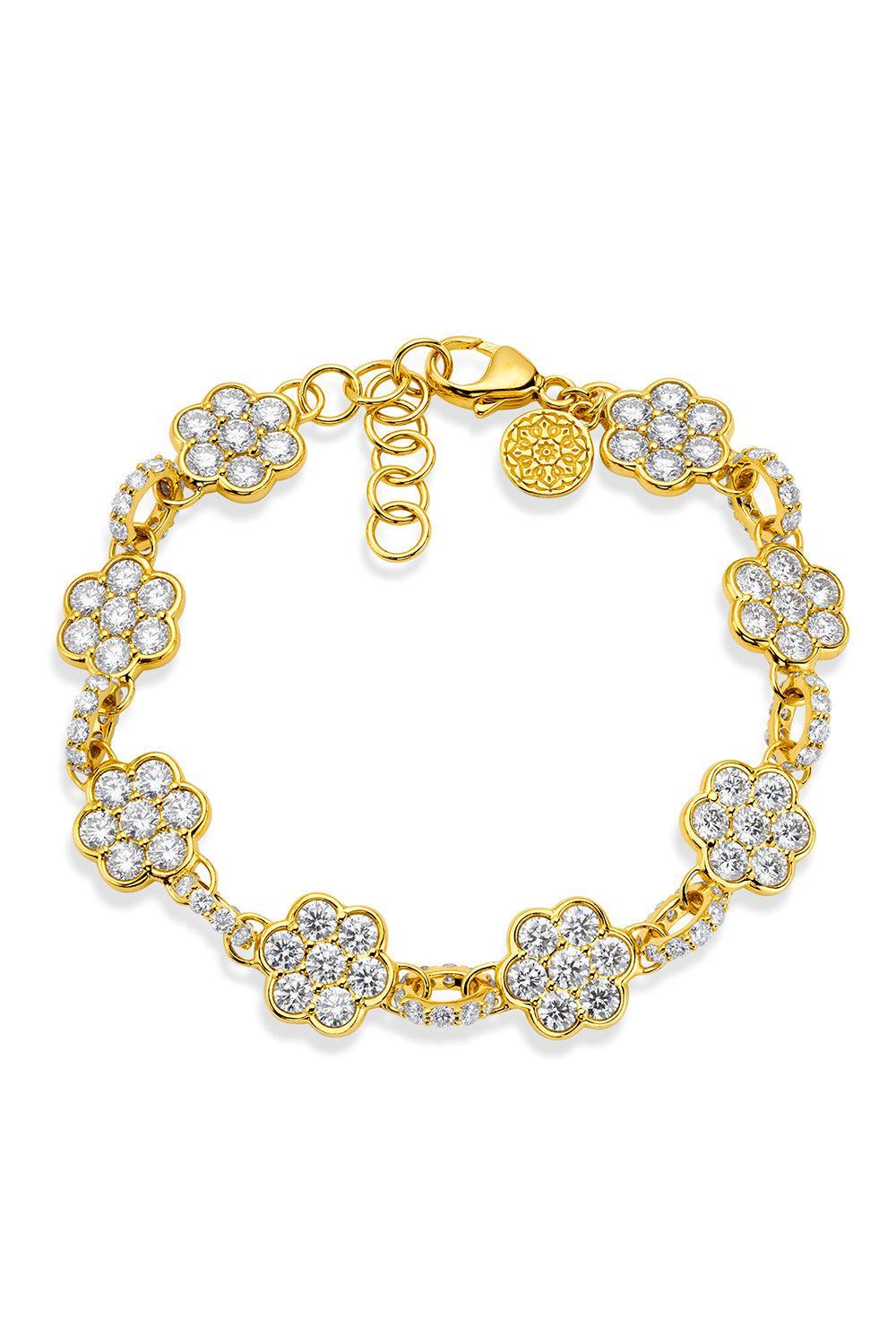 Diamond Flower Bracelet-YELLOW GOLD-8.5-JEWELRYFINE JEWELBRACELET O-BUDDHA MAMA