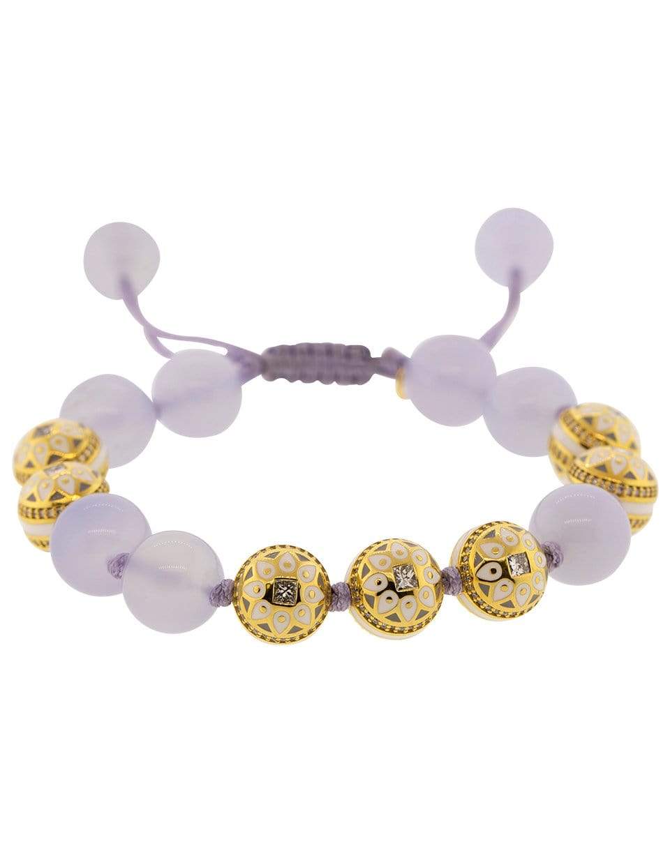 BUDDHA MAMA-Chalcedony and Diamond Bead Bracelet-YELLOW GOLD