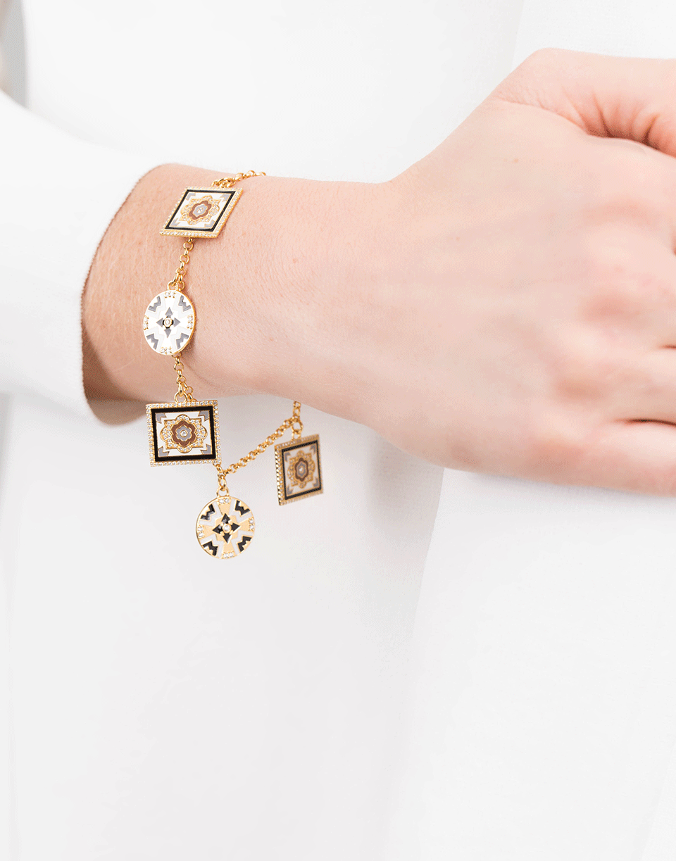 BUDDHA MAMA-Dainty Enamel Tile Bracelet-YELLOW GOLD