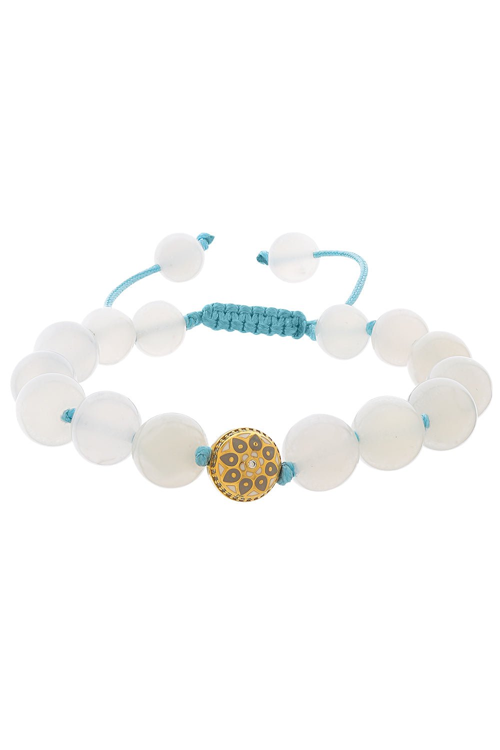 BUDDHA MAMA-Diamond and Moonstone Bead Bracelet-YELLOW GOLD