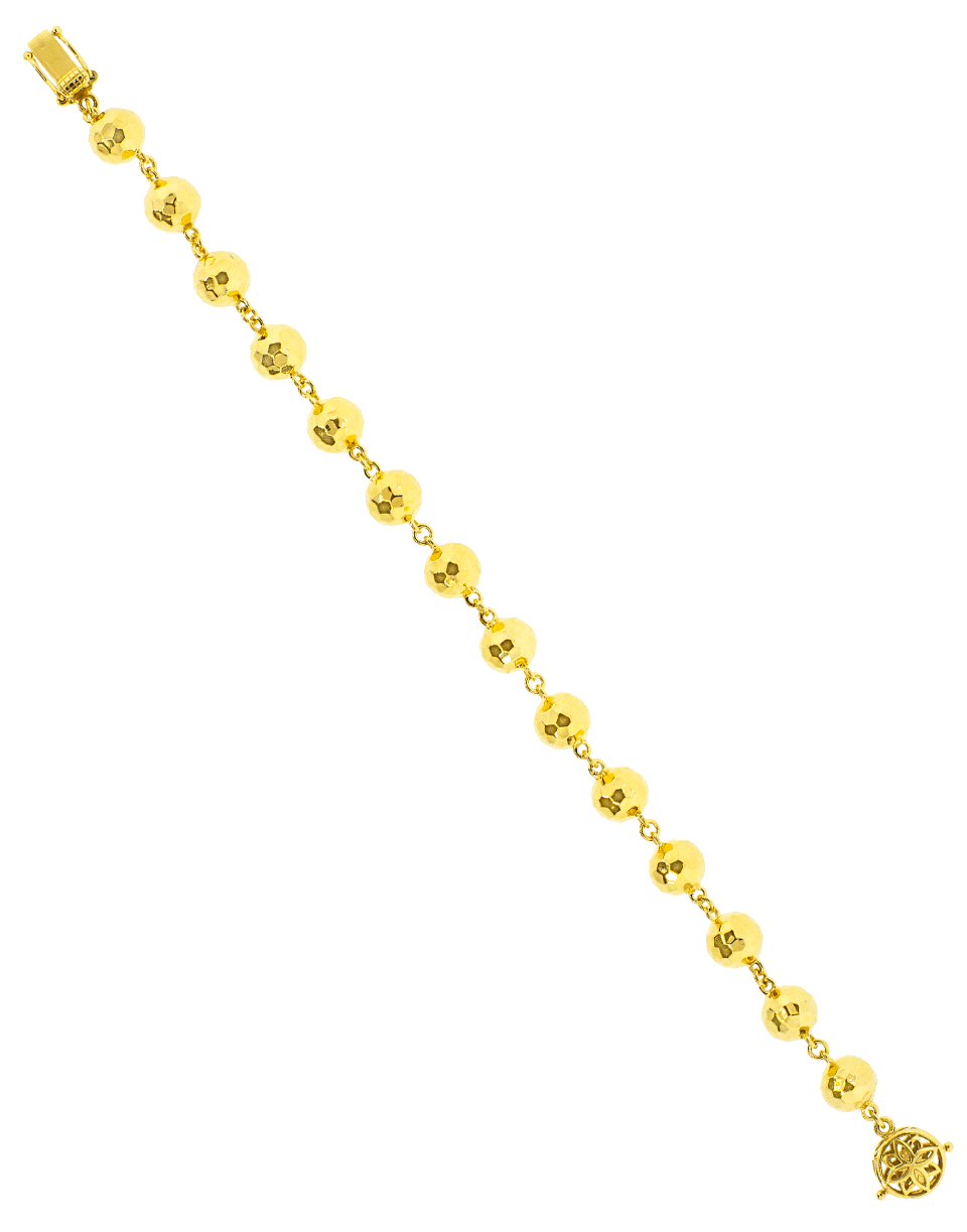 BUDDHA MAMA-Hammered Ball Chain Bracelet-YELLOW GOLD