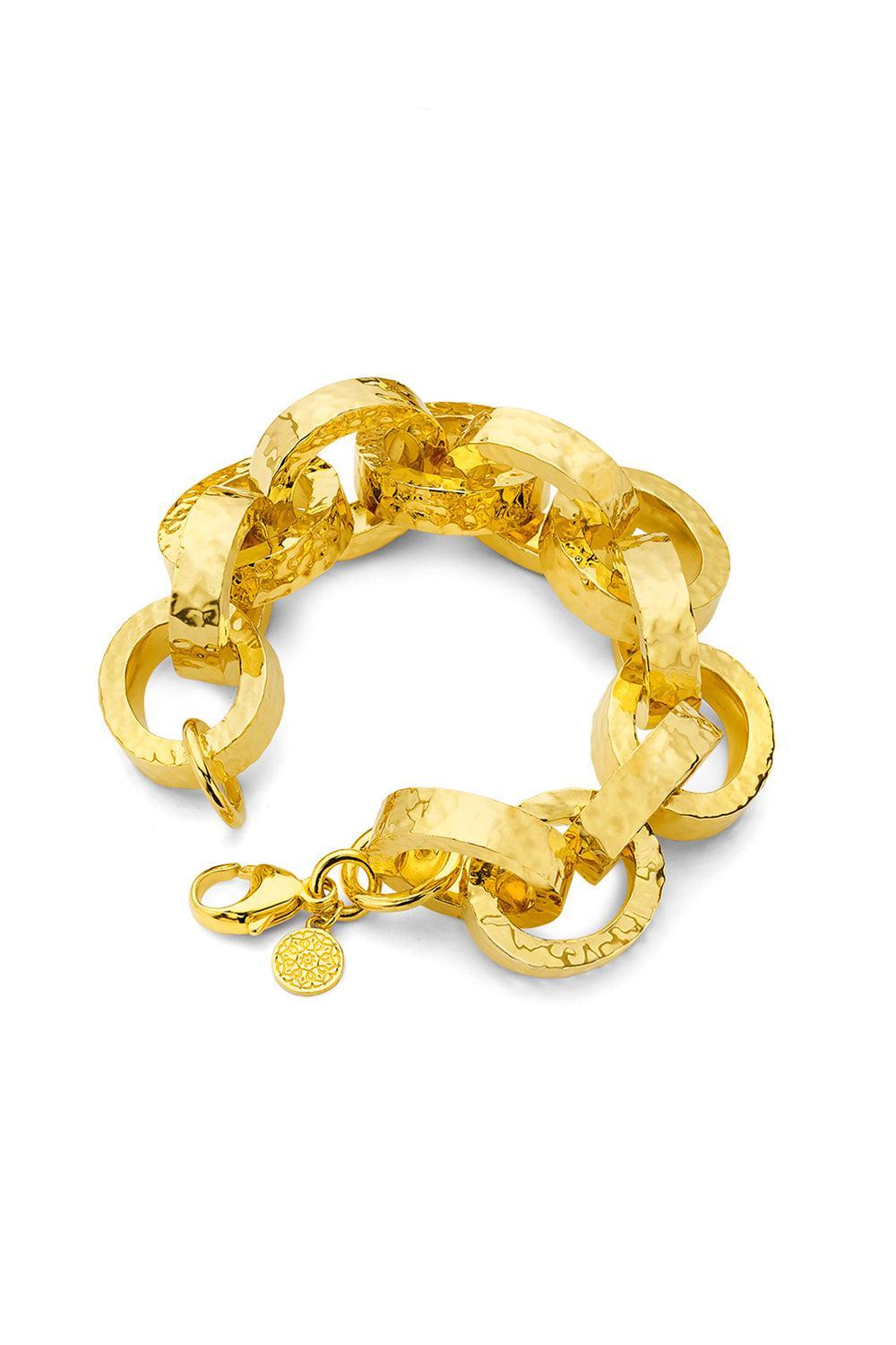 Hammered Big Link Bracelet-YELLOW GOLD-JEWELRYFINE JEWELBRACELET O-BUDDHA MAMA
