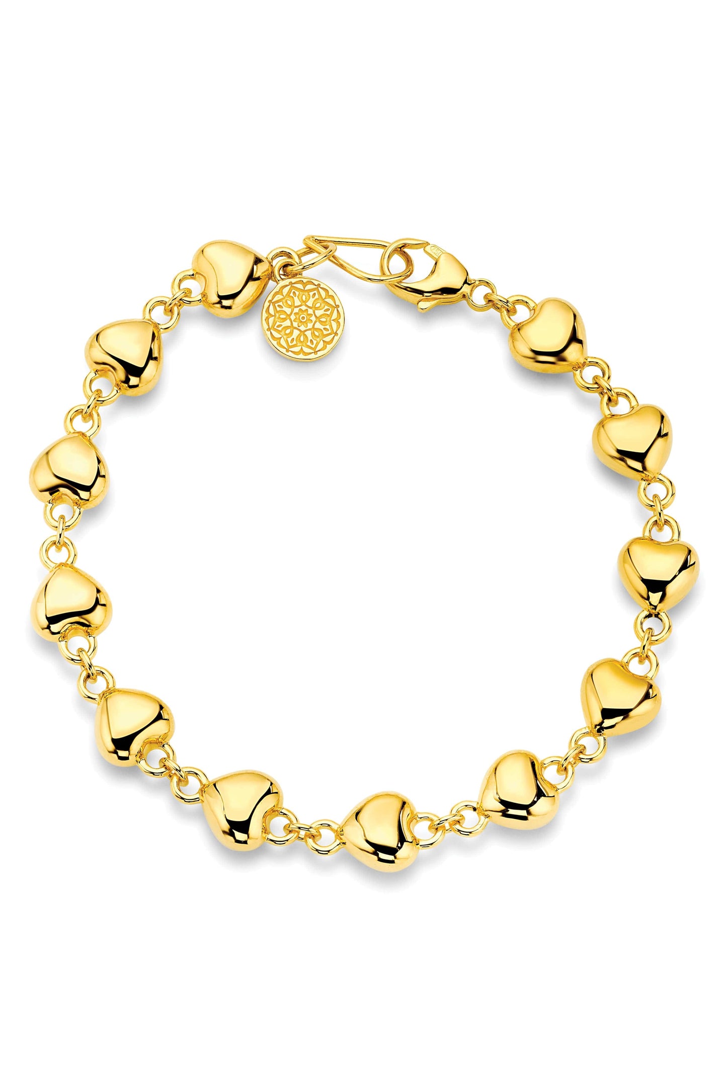 BUDDHA MAMA-Mini Pink Heart Bracelet-YELLOW GOLD