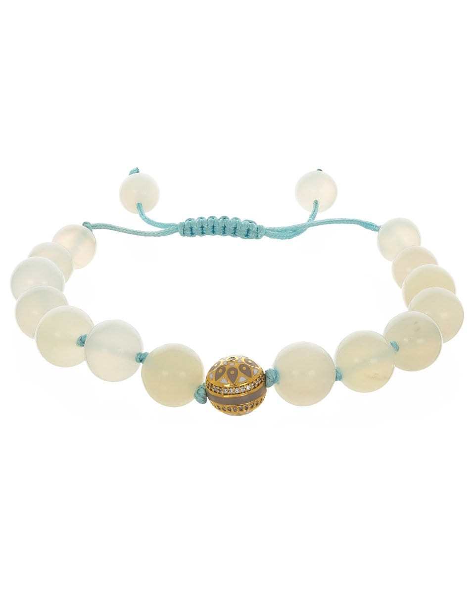 BUDDHA MAMA-Moonstone Bead Bracelet-YELLOW GOLD