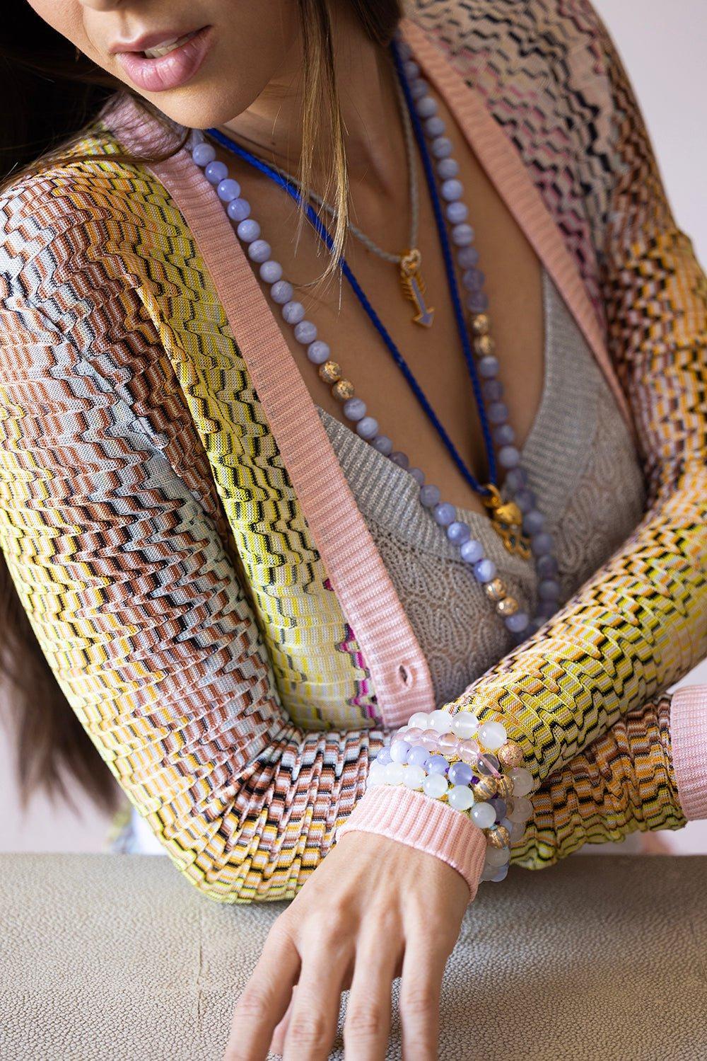 BUDDHA MAMA-Moonstone Bead Mandala Bracelet-YELLOW GOLD