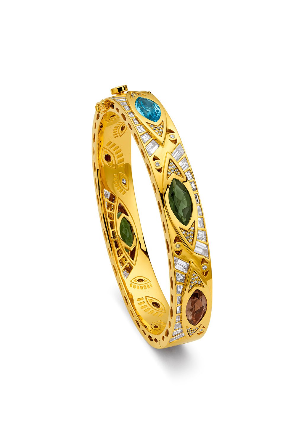 BUDDHA MAMA-Multi Evil Eye Bangle Bracelet-YELLOW GOLD