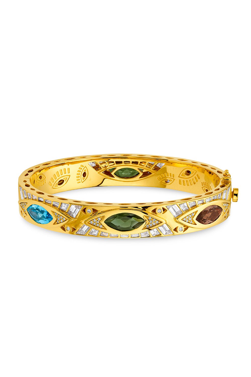 BUDDHA MAMA-Multi Evil Eye Bangle Bracelet-YELLOW GOLD