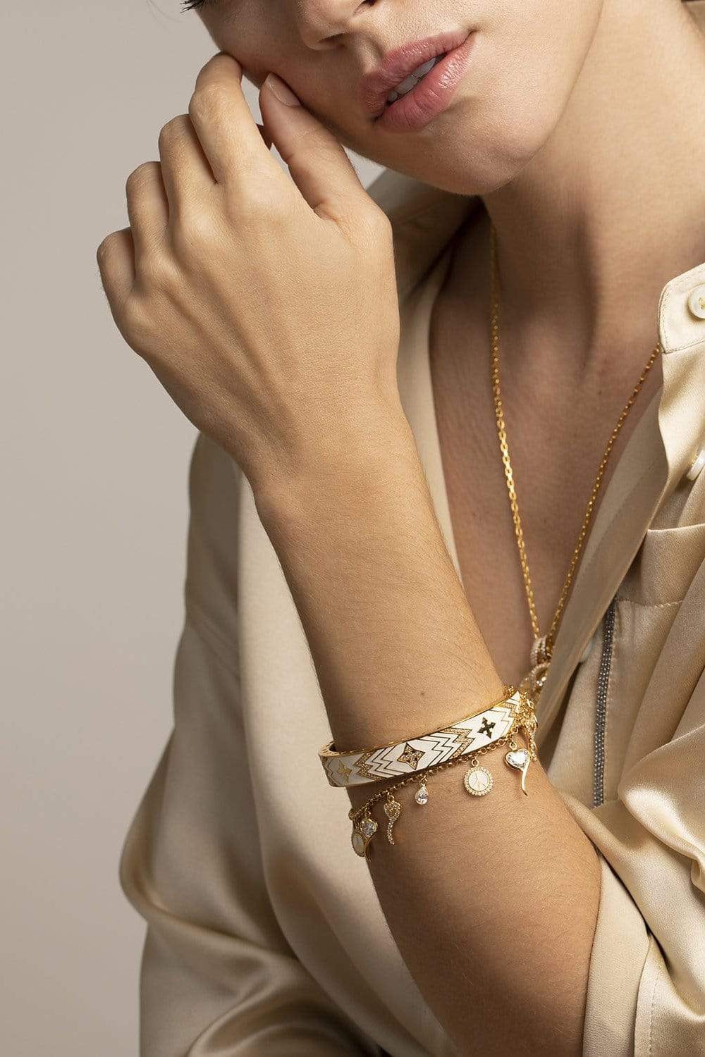 BUDDHA MAMA-Peace and Love Diamond Bracelet-YELLOW GOLD