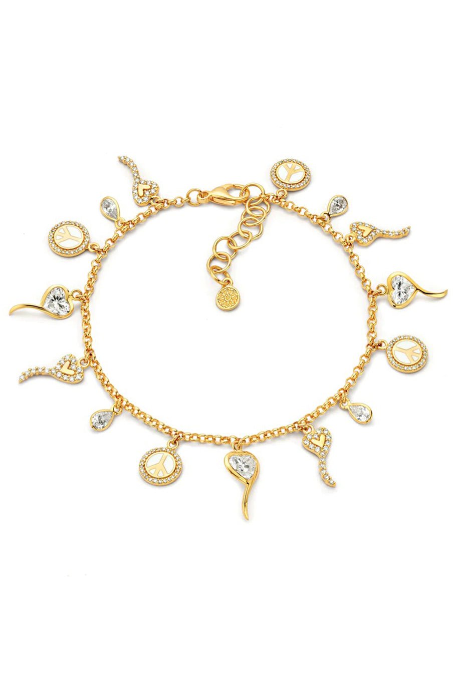 BUDDHA MAMA-Peace and Love Diamond Bracelet-YELLOW GOLD