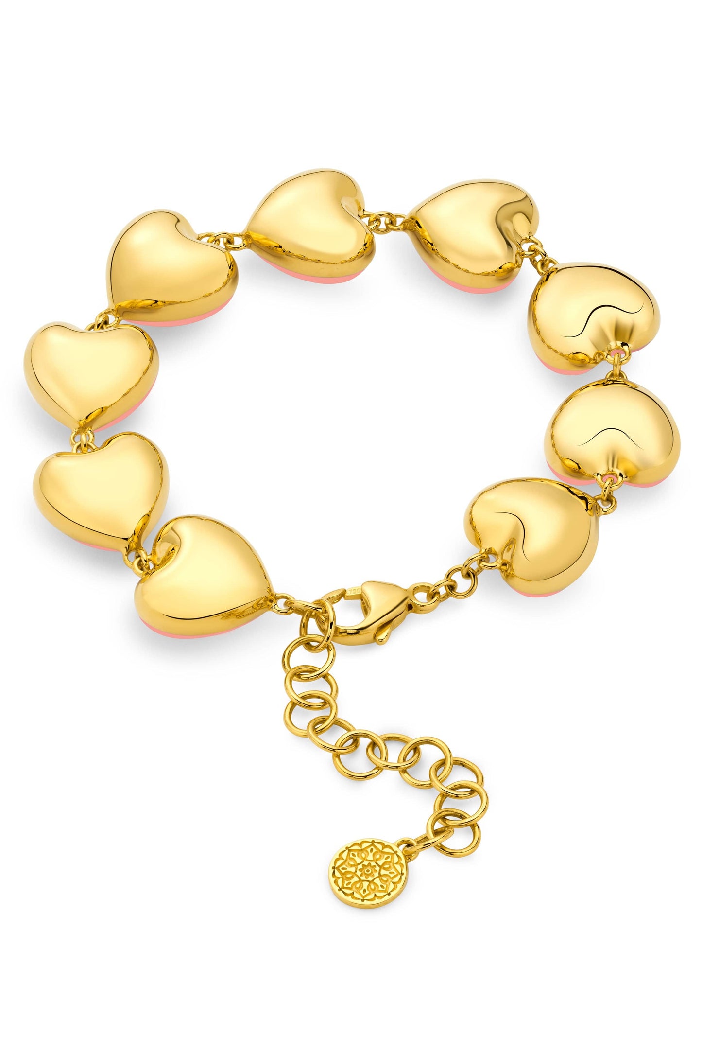 BUDDHA MAMA-Pink Heart Bracelet-YELLOW GOLD