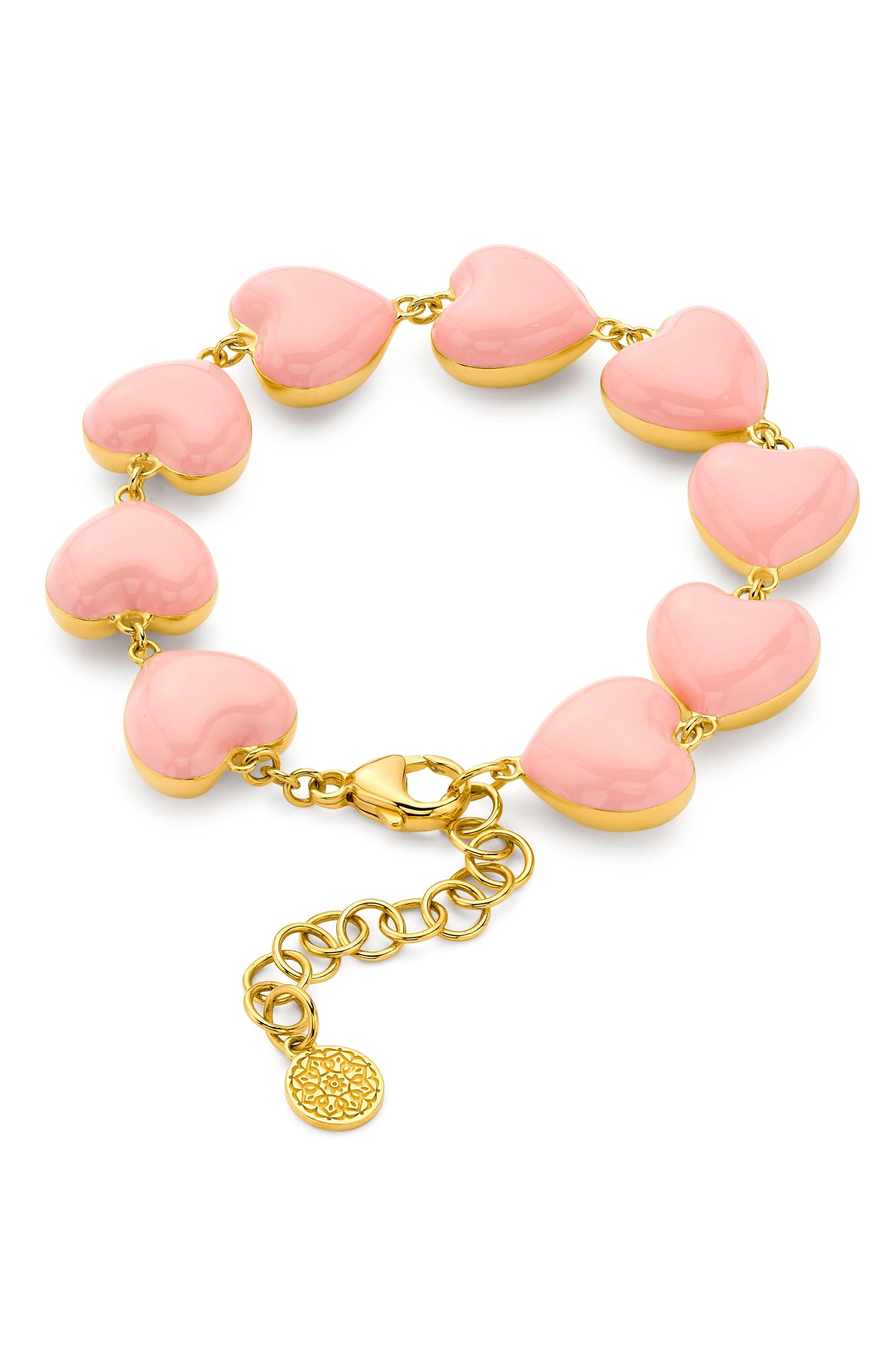 BUDDHA MAMA-Pink Heart Bracelet-YELLOW GOLD