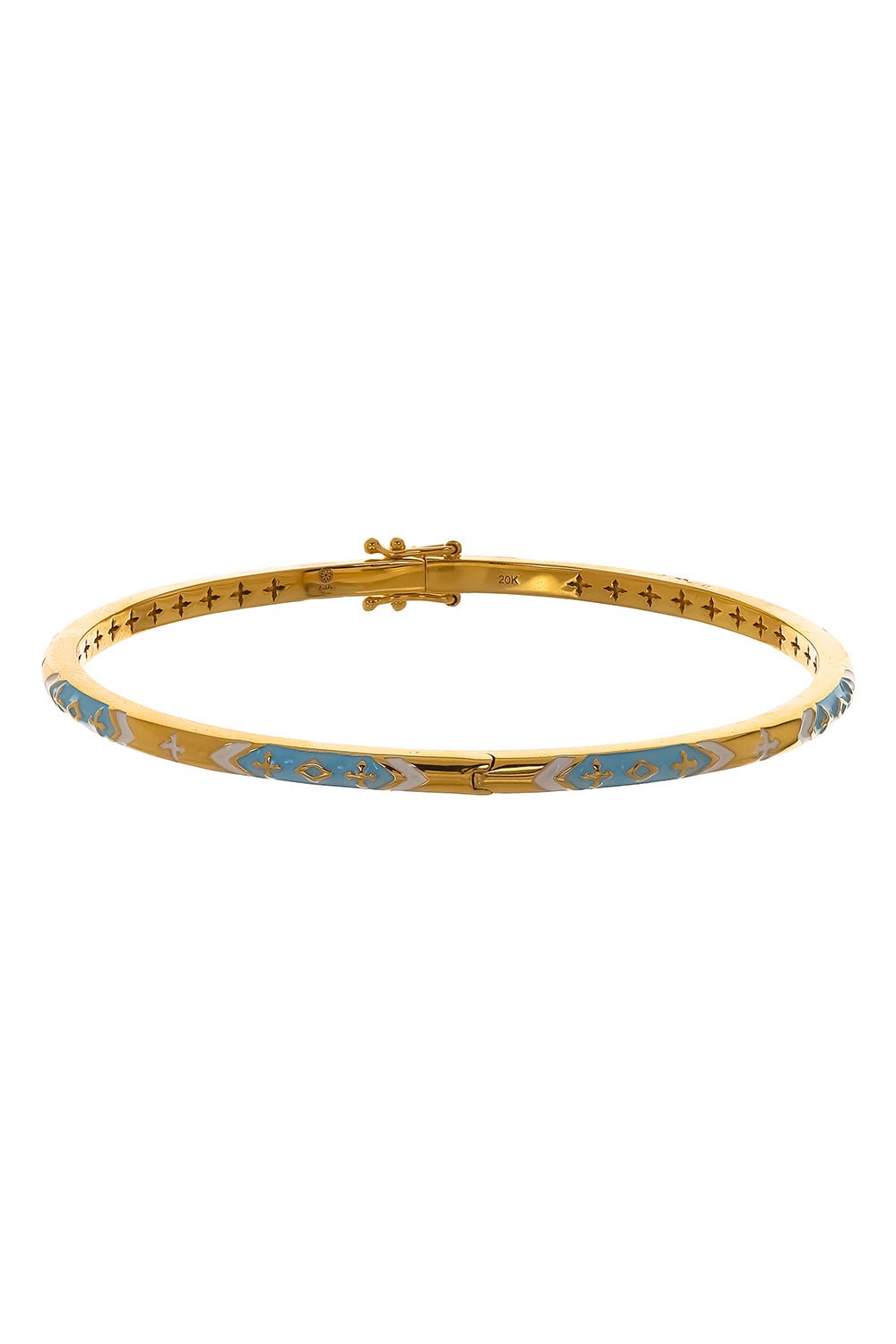 BUDDHA MAMA-Sky Blue Enamel Skinny Bracelet-YELLOW GOLD