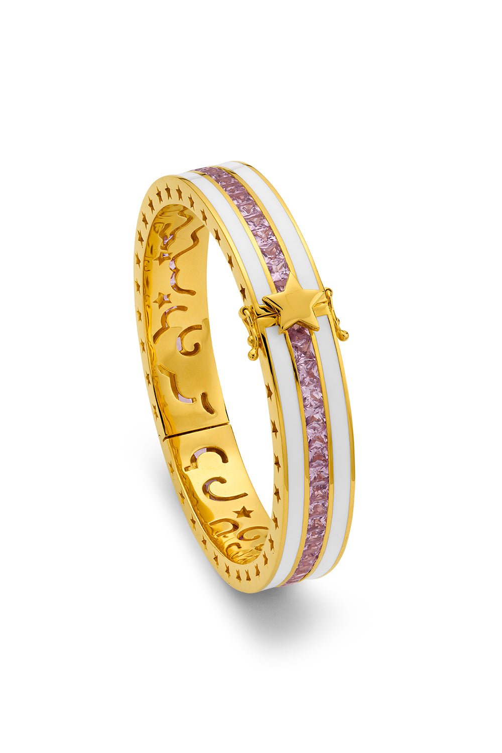 BUDDHA MAMA-White Morganite Bangle-YELLOW GOLD