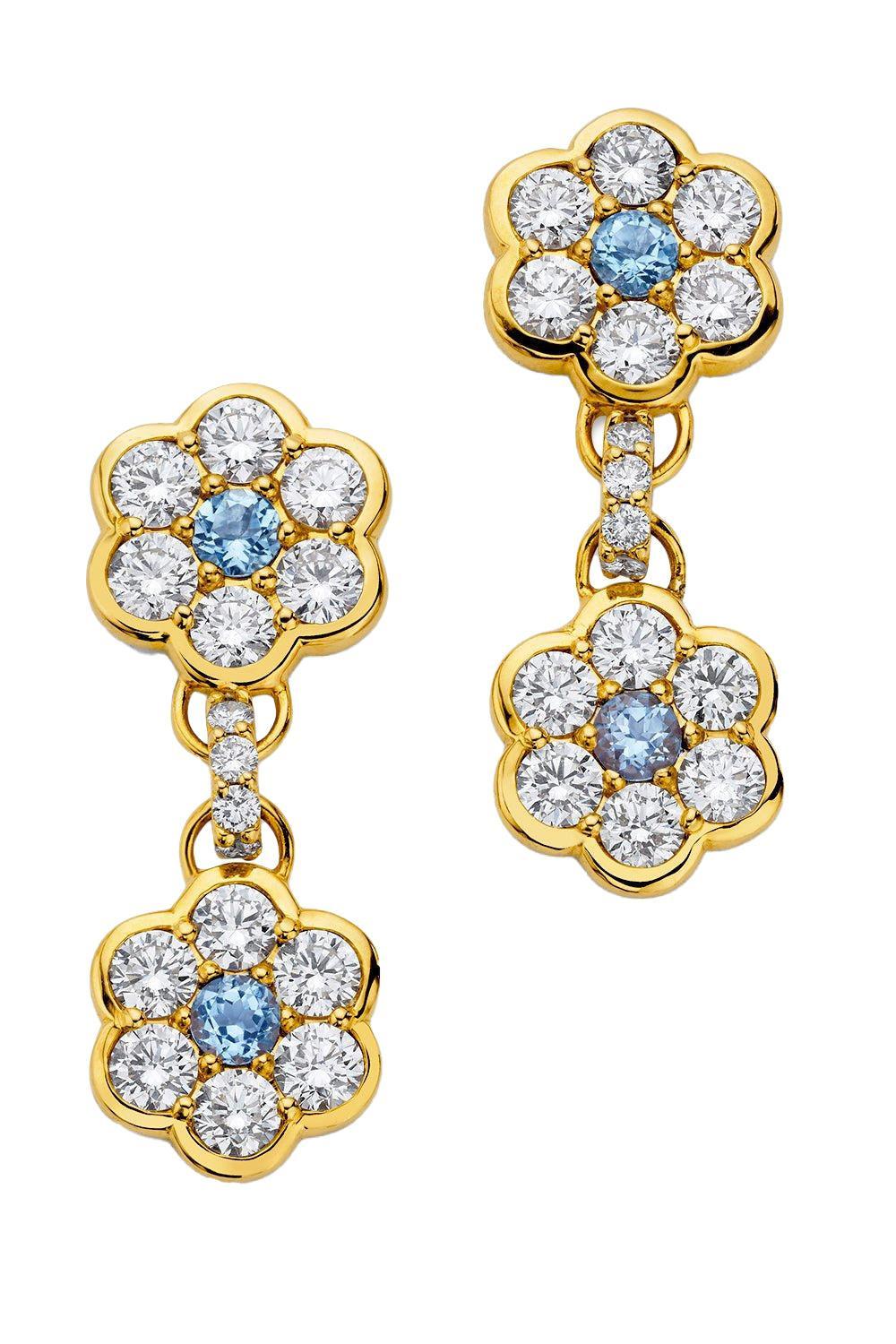 Flower Drop Earrings-YELLOW GOLD-JEWELRYFINE JEWELEARRING-BUDDHA MAMA